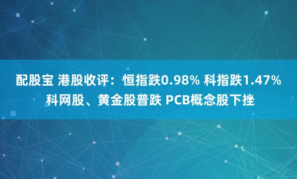 配股宝 港股收评：恒指跌0.98% 科指跌1.47% 科网股、黄金股普跌 PCB概念股下挫
